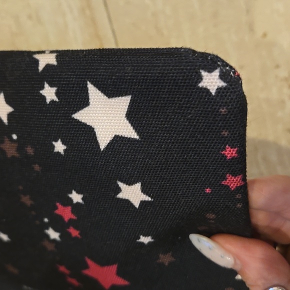 Kate Spade Large Canvas "Twinkle Star" Black Multi-Color Zipper Travel Pouch - Picture 7 of 8